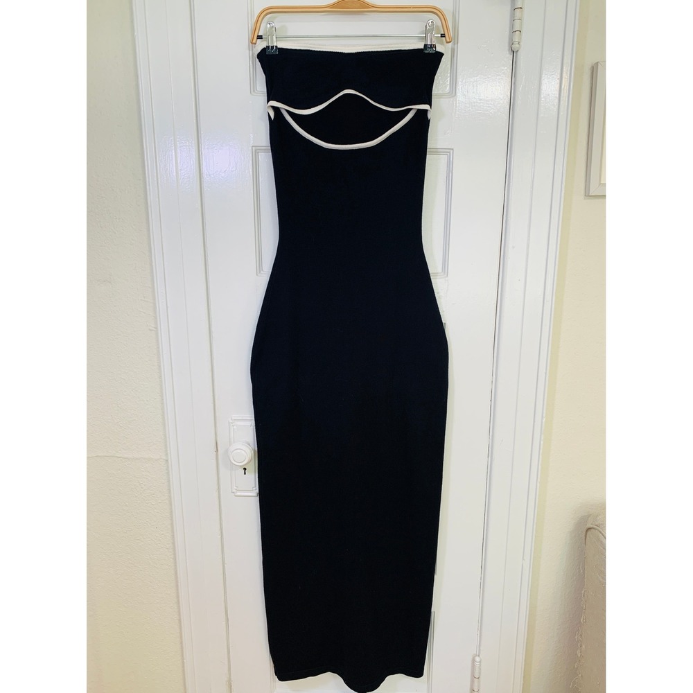 Peppermayo When In Rome Knit Maxi Dress Strapless Cutout Contrast Trim / SZ L/XL - Picture 4 of 16